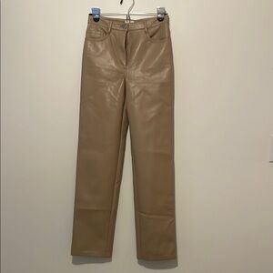 Wilfred Tan Straight Leg faux leather Pants